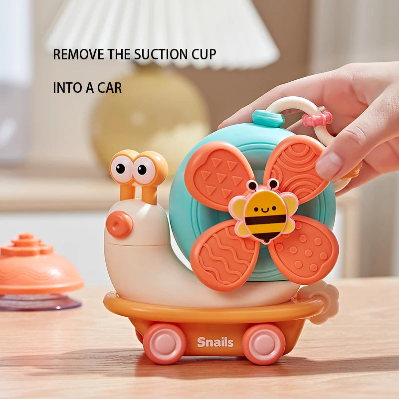Snail Windmill Toys Car For Boys Girls Spinner Suction Cup Sensory Fine Motor Infant Travel Toys Montessori For Baby Newborn Gif