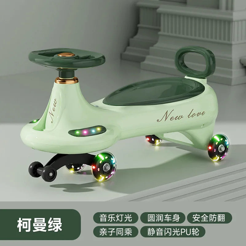 ‌Toddler Wiggle Car 1-3Y Anti-Tip Scooter Extra-Wide Seat Holds 220lbs Silent Glow Wheels Early Learning Balance Trainer Parent