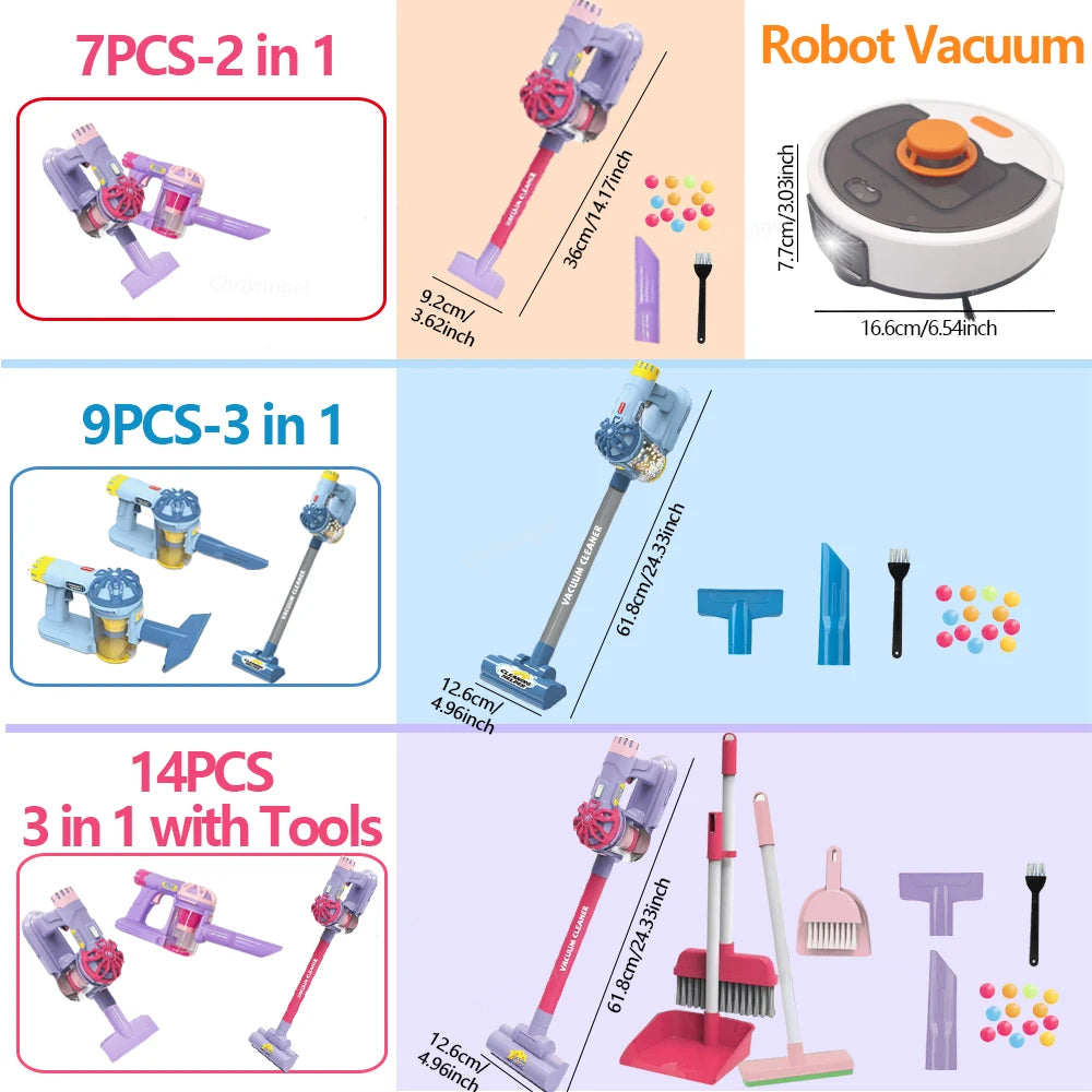 Kids Simulation Electric Vacuum Cleaner Cleaning Set for Toddlers Role Play Housekeeping Educational Toys Girl Boy Gifts