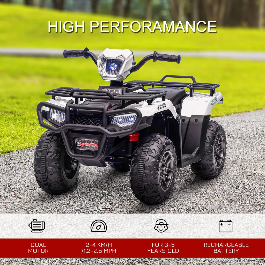 HOMCOM 12V Electric Quad Bike for Kids w/ LED Headlights, Music