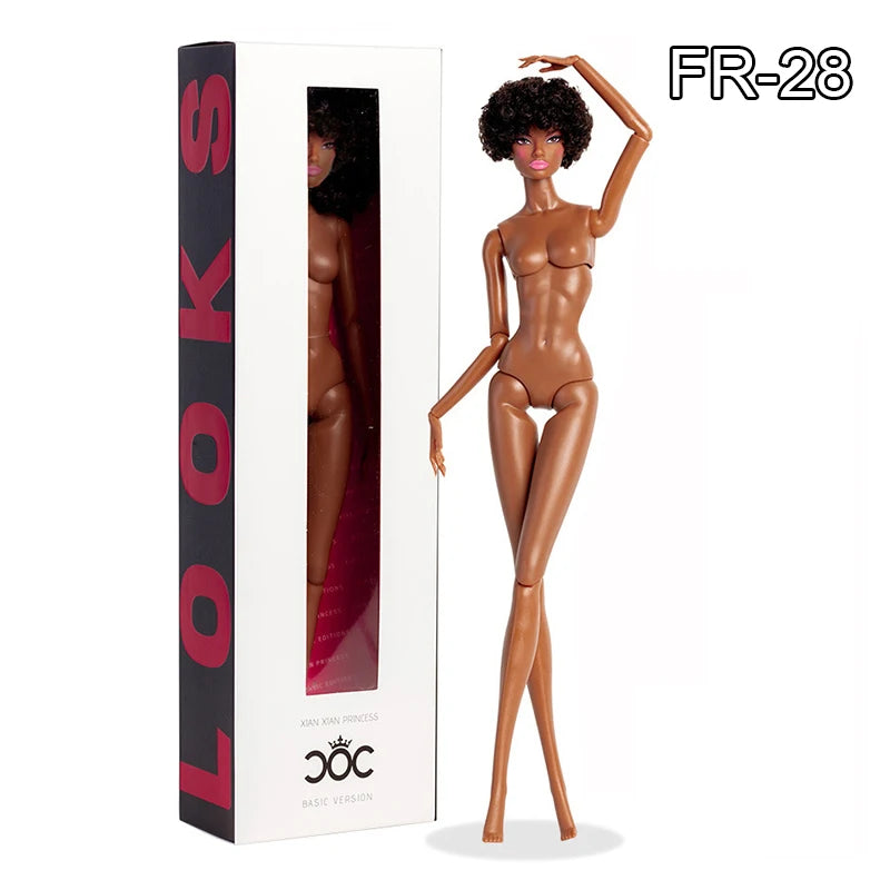 32cm Supermodel Fashion Doll FR43 FR44 Molly Girl Brown Hair Skin 12 Joint Movable Body DollHouse DIY Dress Up Toys Collector