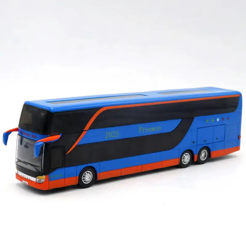 1:50 Luxury Bus Toy Car For Boy Diecast Metal Model For Children Pull Back Miniature Sound Light Educational Collection Gift Kid