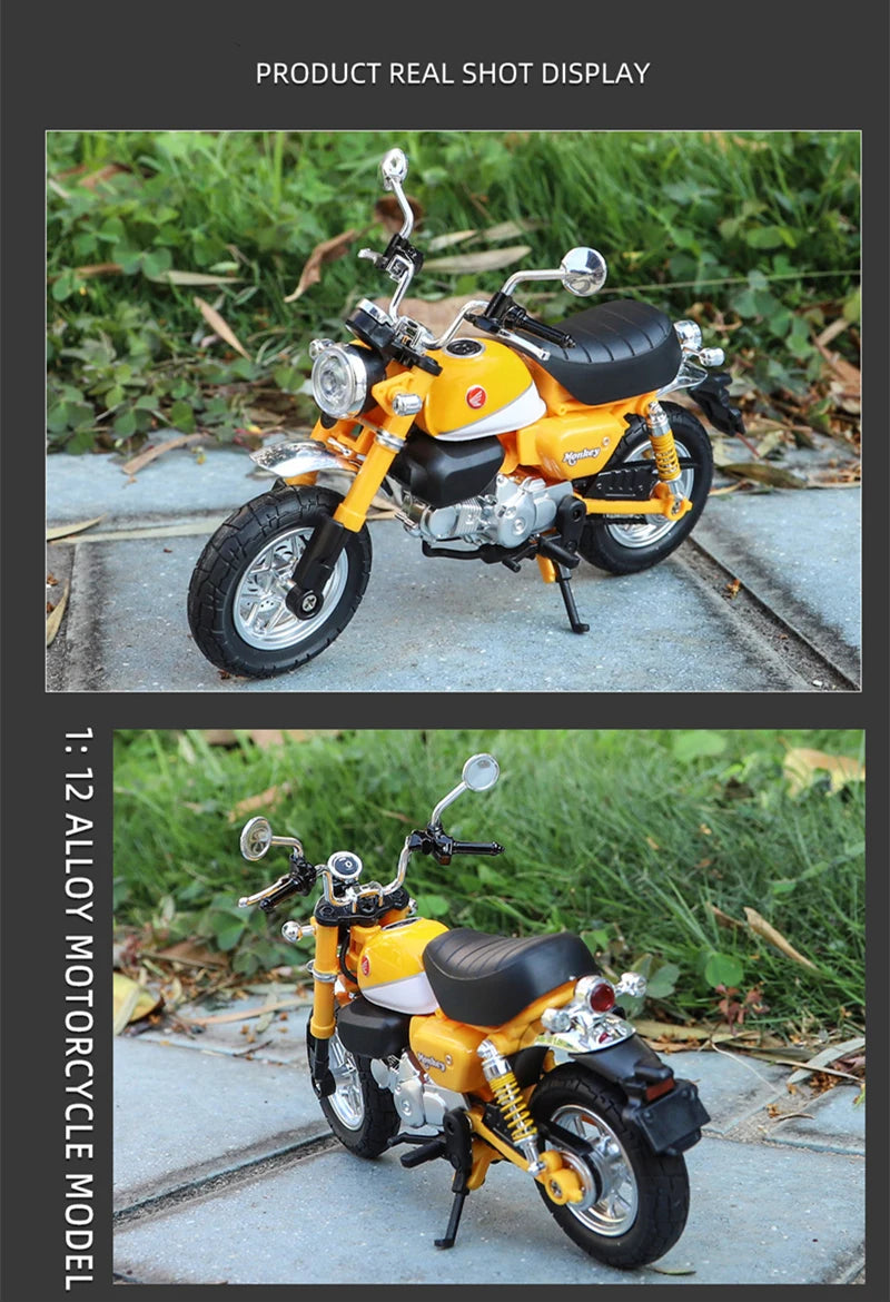 1:12 Honda Monkey 125 Alloy Sports Motorcycle Model Diecast Street Racing Motorcycle Model Simulation Sound Light Kids Toys Gift