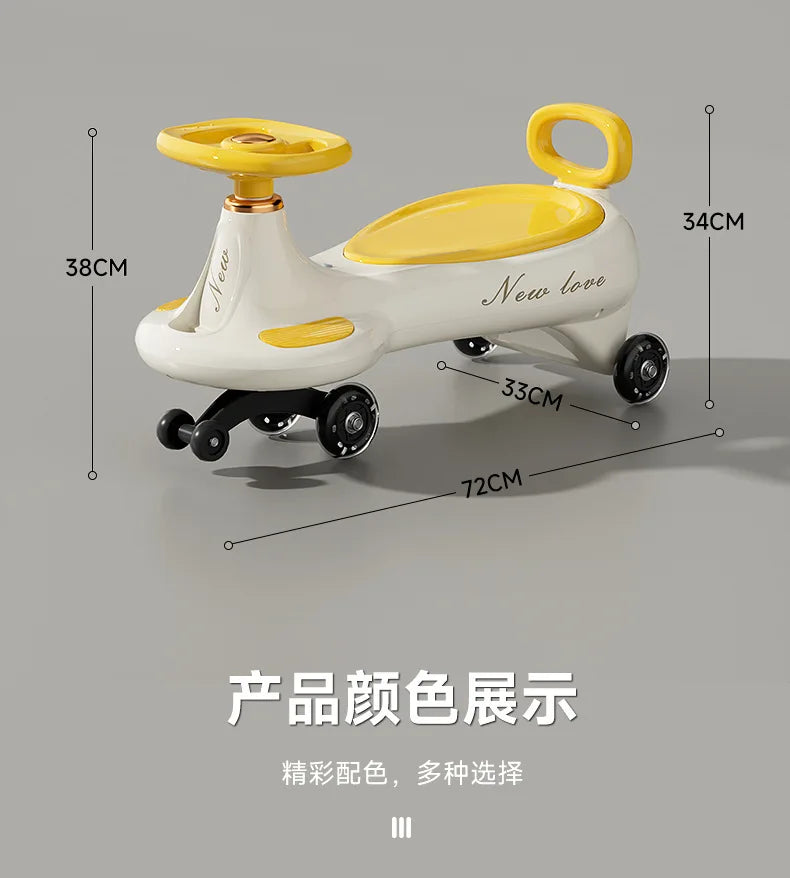 ‌Toddler Wiggle Car 1-3Y Anti-Tip Scooter Extra-Wide Seat Holds 220lbs Silent Glow Wheels Early Learning Balance Trainer Parent