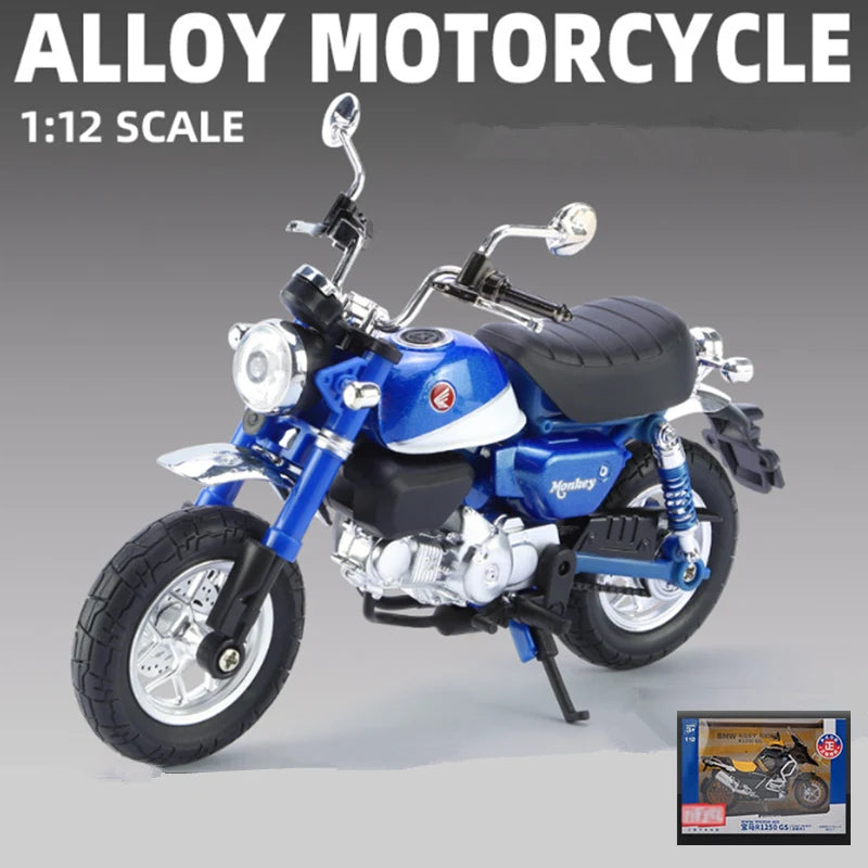1:12 Honda Monkey 125 Alloy Sports Motorcycle Model Diecast Street Racing Motorcycle Model Simulation Sound Light Kids Toys Gift