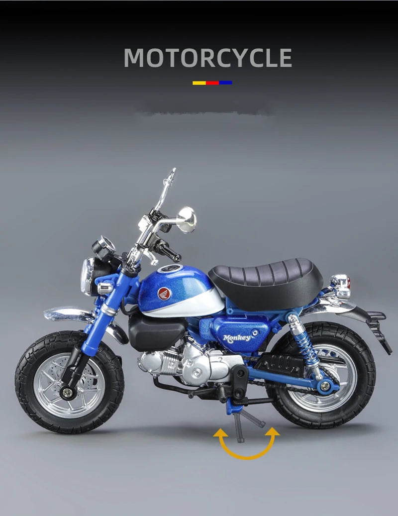 1:12 Honda Monkey 125 Alloy Sports Motorcycle Model Diecast Street Racing Motorcycle Model Simulation Sound Light Kids Toys Gift
