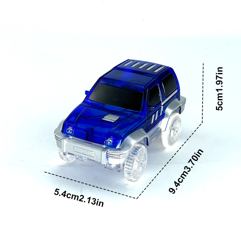 Magical Glowing Race Track Car Toy Vehicle LED Light Electronics Car Tracks Toy Parts Car Christmas Birthday Gifts for Kids