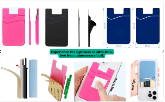 Universal PhoneCardHolder-Stick-Wallet,Purple+Pink+Rosepink+Red+Orange+Green+Blue+Black+Navy Blue+Grey