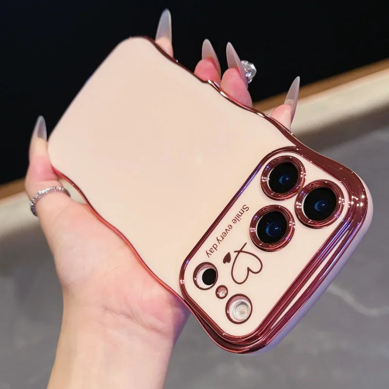 Electroplating Side Love Phone Case for IPhone 17 Pro Max 17 Air 16 15 14 Plus 13 12 11 Pro Max Cover Lens Shockproof Bumper