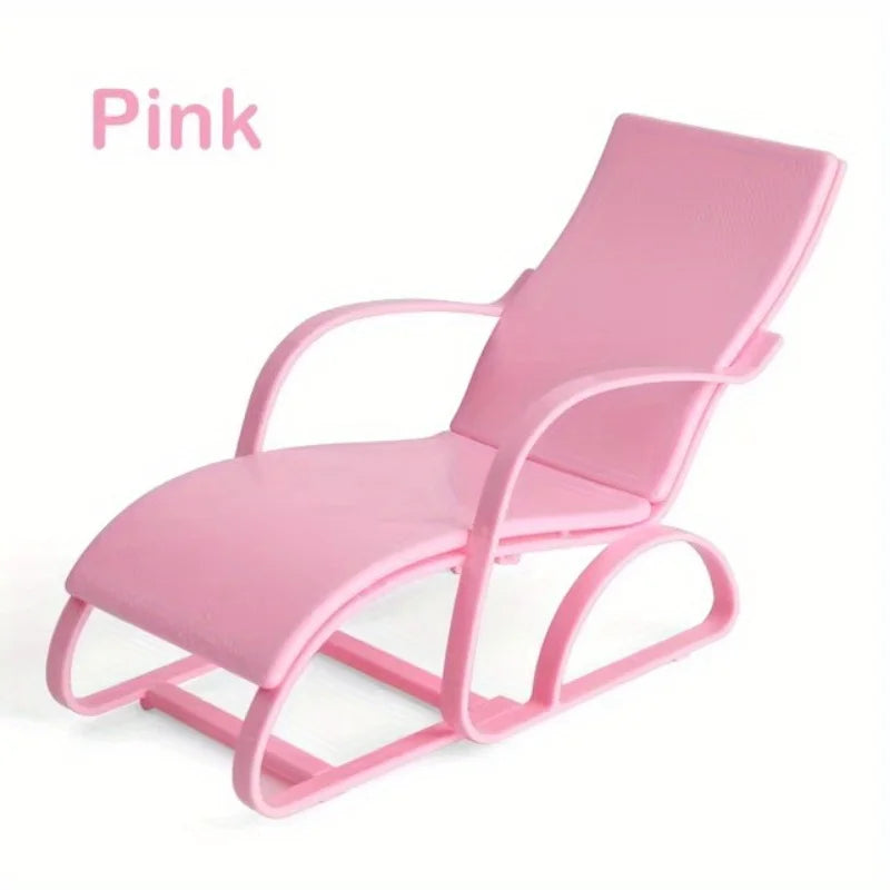 1pc Dollhouse Miniature Beach Chair Model Foldable Deckchair for Playhouse Outdoor Decor Lounge Room Accent Decoration Accessory
