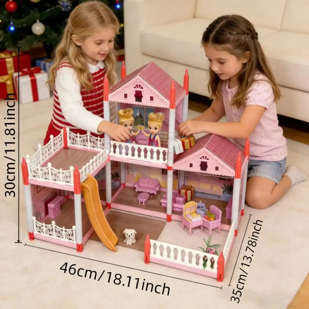 Villa Dollhouse Playset, DIY Villa Castle with Furniture, Educational Puzzle Toy for Kids, Perfect Children's Day Gift for Boys
