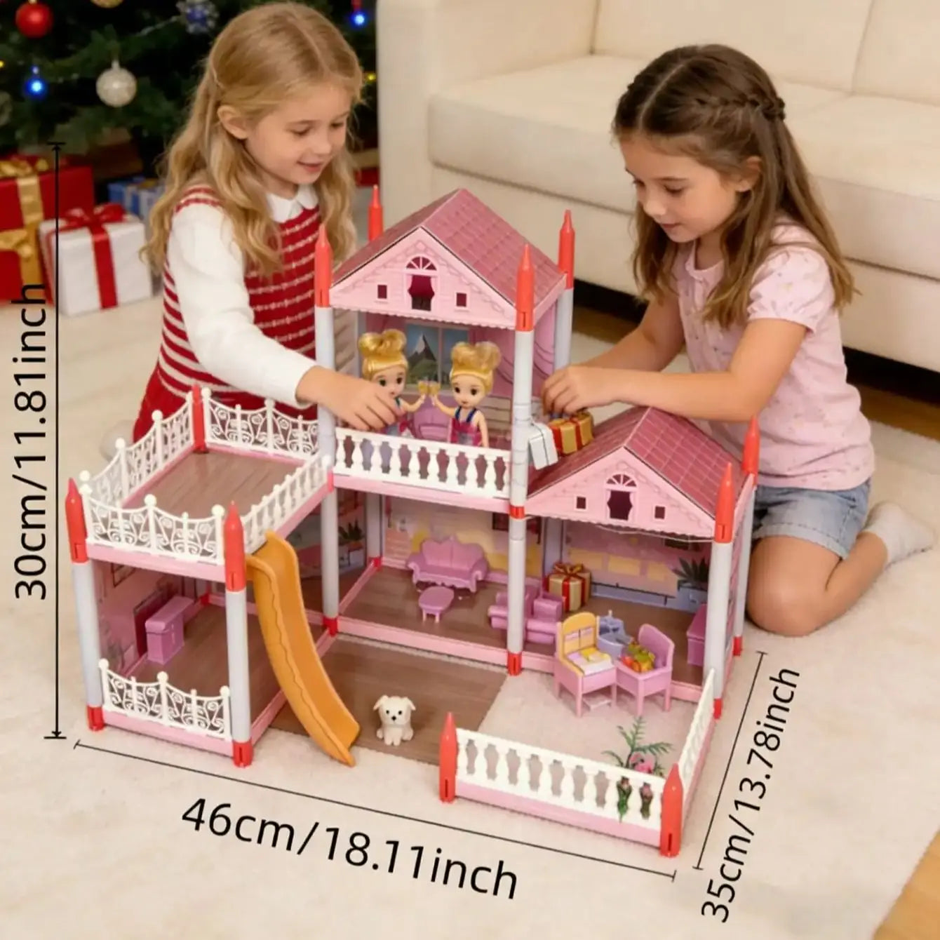 Villa Dollhouse Playset, DIY Villa Castle with Furniture, Educational Puzzle Toy for Kids, Perfect Children's Day Gift for Boys