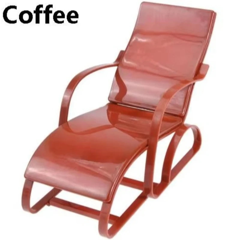 1pc Dollhouse Miniature Beach Chair Model Foldable Deckchair for Playhouse Outdoor Decor Lounge Room Accent Decoration Accessory