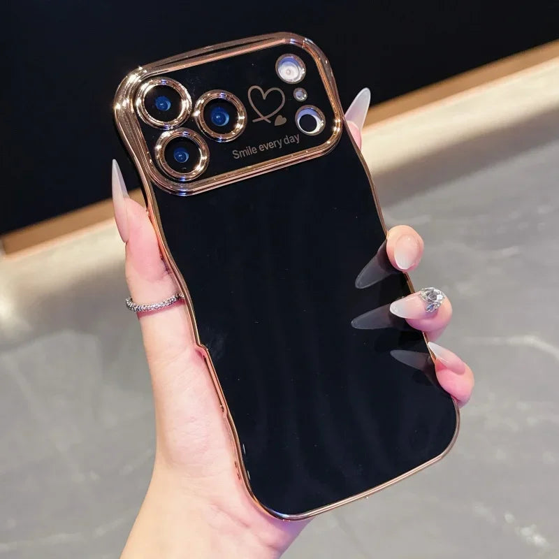 Electroplating Side Love Phone Case for IPhone 17 Pro Max 17 Air 16 15 14 Plus 13 12 11 Pro Max Cover Lens Shockproof Bumper