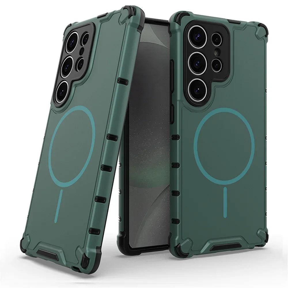 Anti-slip Bumper Armor Magnetic Phone Case For Samsung S24 S25 S26 Plus S23 Ultra A56 A55 A54 A35 A34 A25 A15 For Magsafe Cover