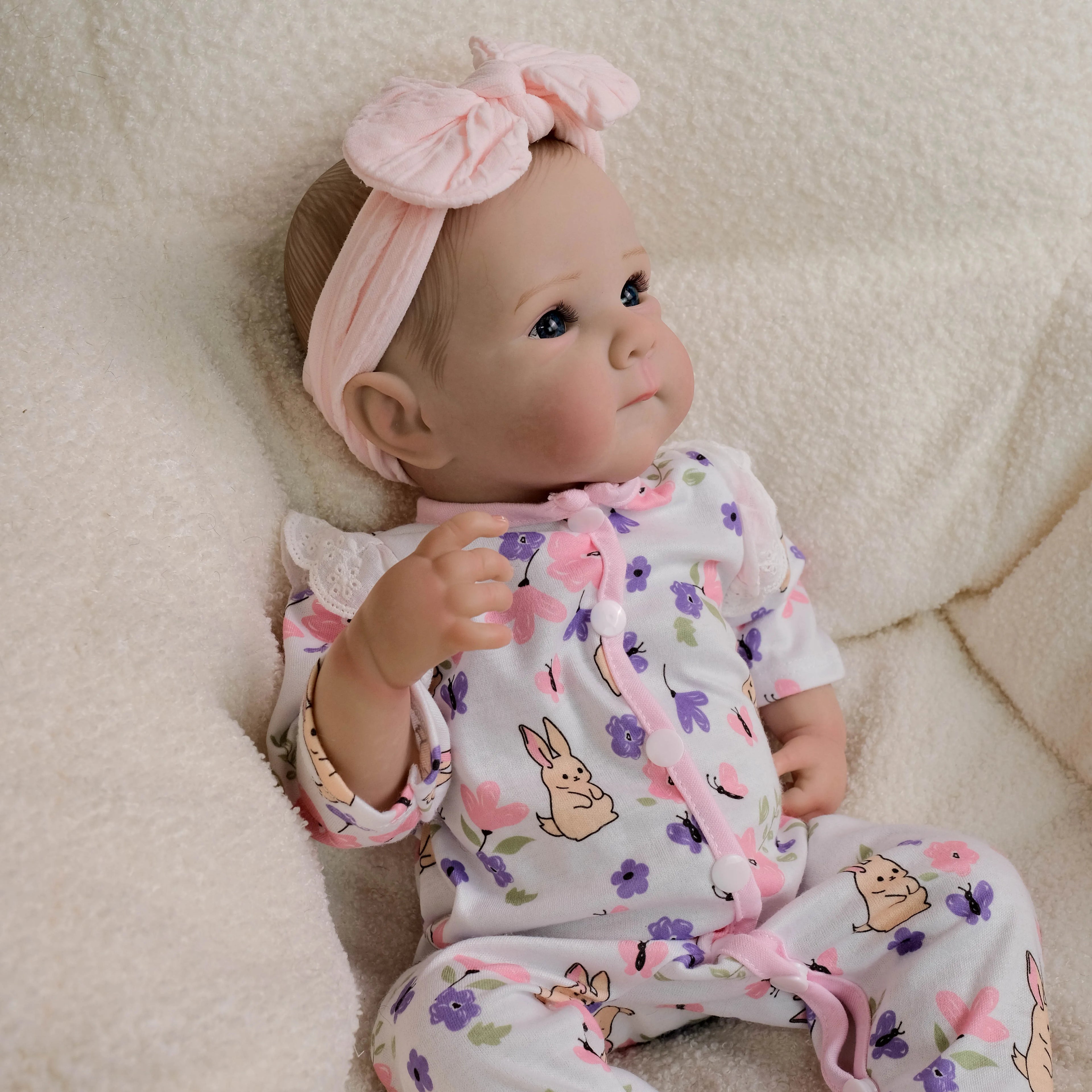 NPK 18inch Bettie Lifelike Full Body Reborn Baby Newborn Cuddly Doll with Hand Drawn Hair Multiple Layers Painting 3D Skin