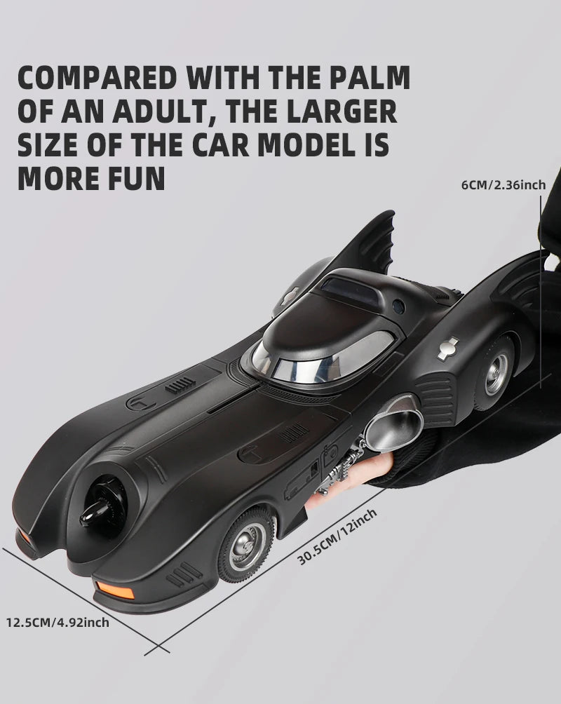 1:18 1989 Batmobile Die-cast Car with Batman Figure, Toys for Kids and Adults , Black