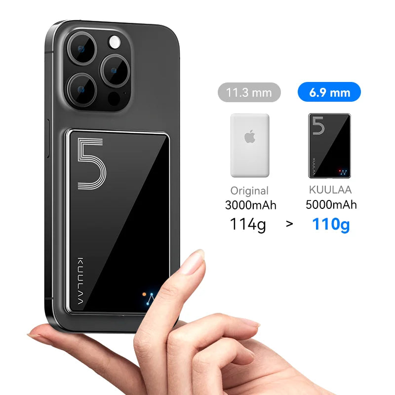 KUULAA Magnetic Power Bank 5000mAh Magnetic Wireless Phone Charger External Battery 20W Fast Charging For iPhone 17 16 PowerBank