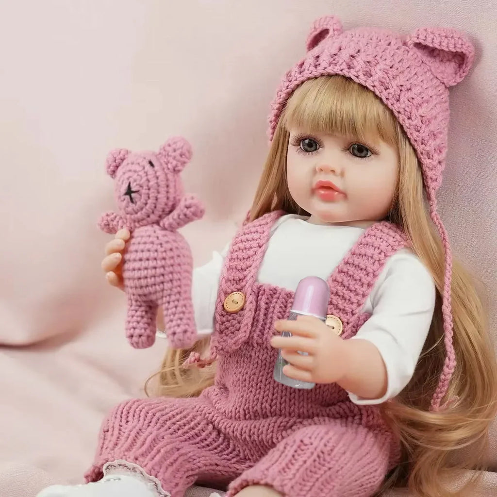 JOYORA 22in 55cm  Handmade High Quality Soft Vinyl Silicone Reborn Toddler Detailed Lifelike Hand-rooted hair Collectible