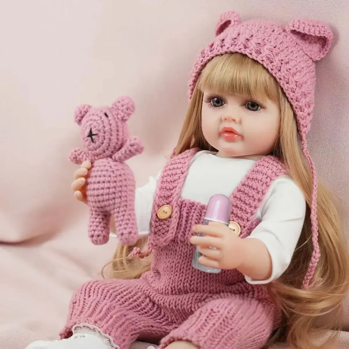 JOYORA 22in 55cm  Handmade High Quality Soft Vinyl Silicone Reborn Toddler Detailed Lifelike Hand-rooted hair Collectible