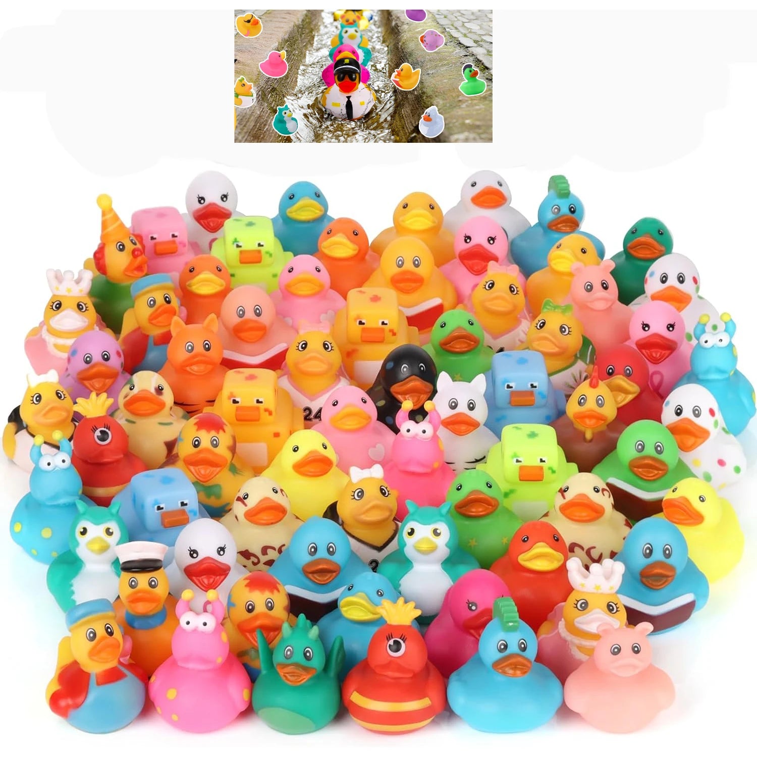 10-100PCS Rubber Duck for Jeeps Toy Assortment - Bulk Floater Duck for Jeep Ducking  Party Favors