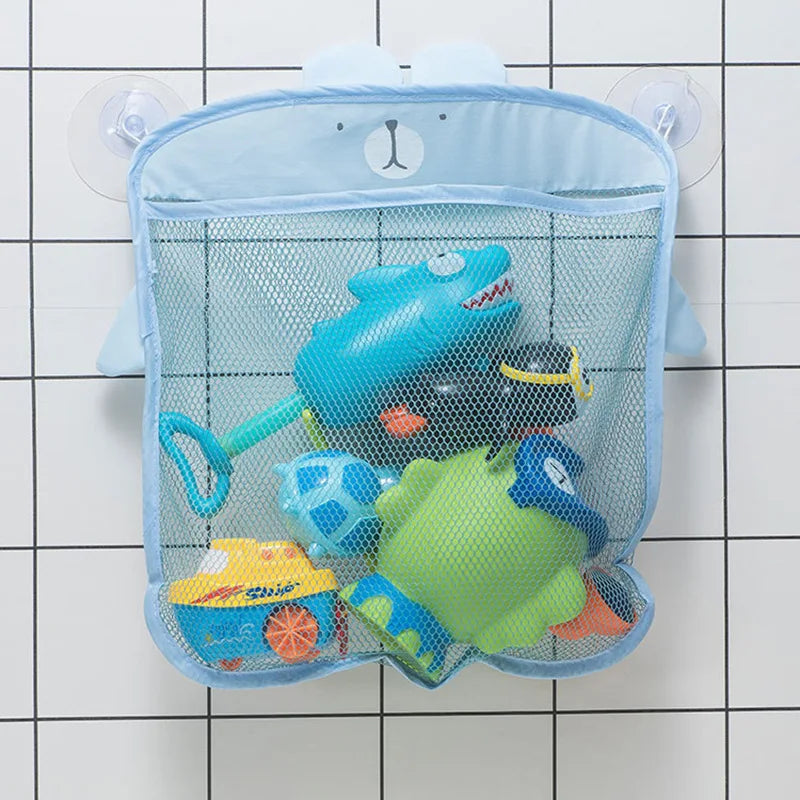 New Cartoon Duck Baby Bathroom Mesh Bag Sucker Design for Bath Toys Kids Animal Shapes Cloth Sand Toys Storage Net Bag