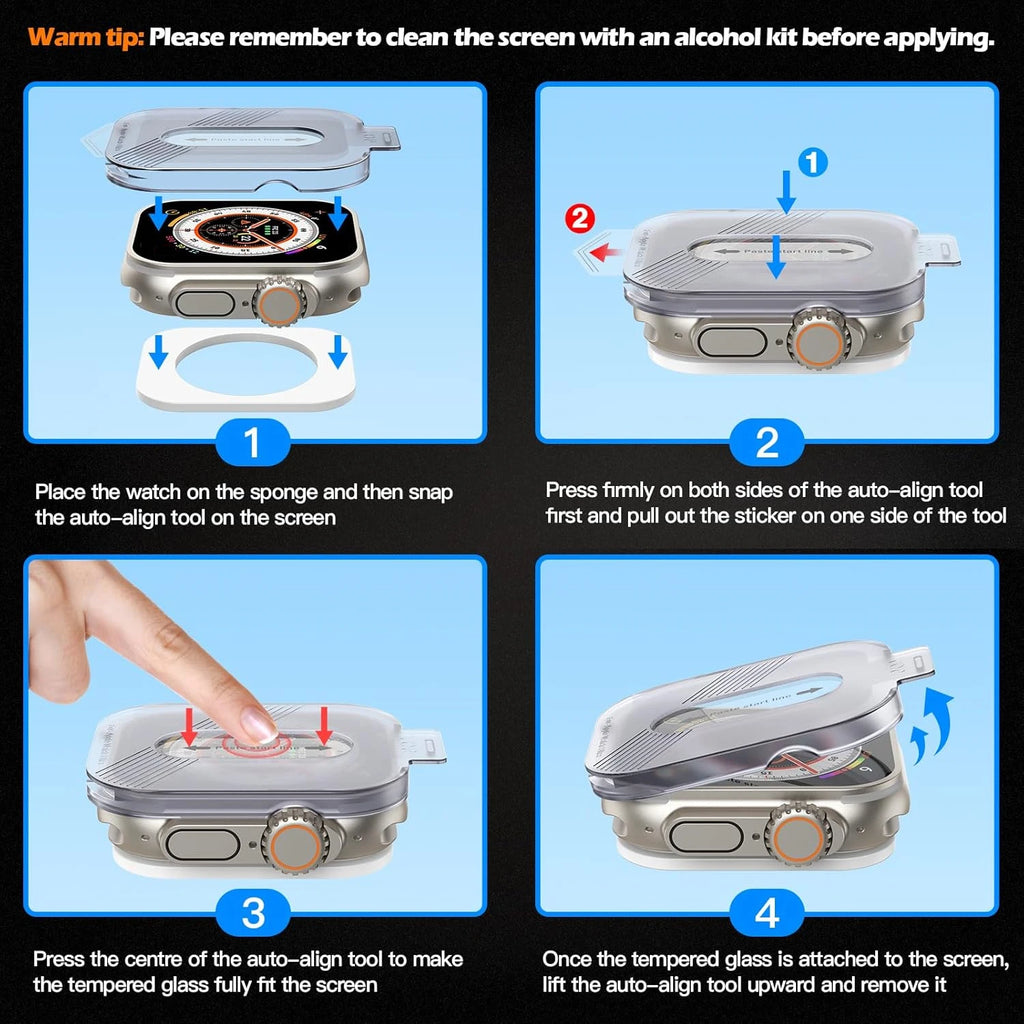 Easy Install Bubble Free Clear Tempered Glass For Apple Watch Ultra 2 Ultra3 Anti-Scratch Screen Protector For iWatch Ultra 49mm