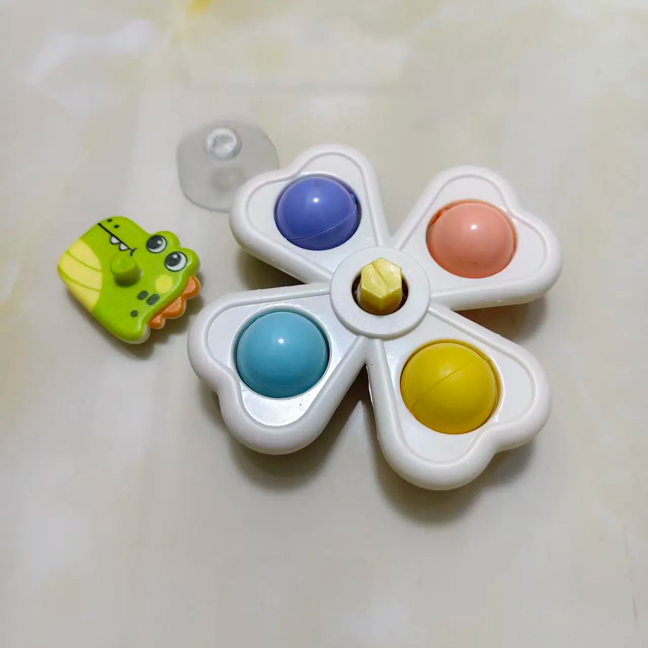 3 in 1 Suction Cups Spinning Top Toy For Baby Game Infant Teether Relief Stress Educational Rotating Rattle Bath Toys For Kids