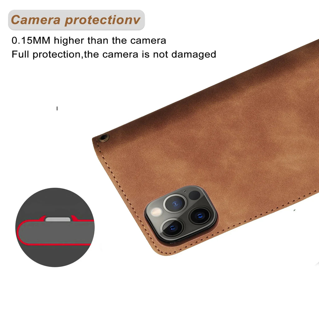 ZZXX Leather Wallet Phone Case For iPhone 16e 16 Pro Max 15 14 13 Mini 12 11 X XS XR SE2 8 7 6s Plus Flip Card Slot Holder Cover