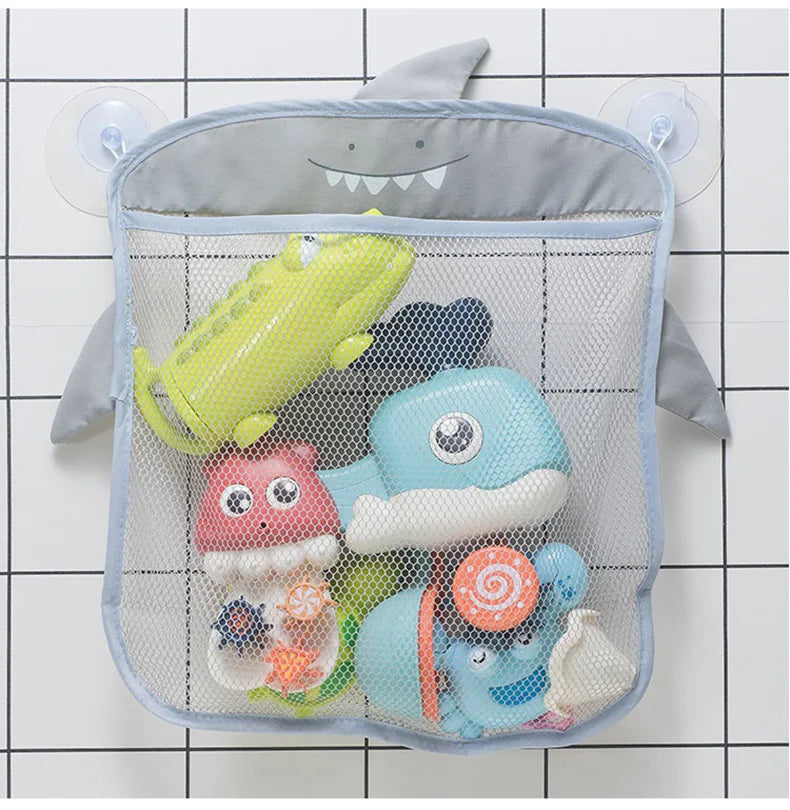 New Cartoon Duck Baby Bathroom Mesh Bag Sucker Design for Bath Toys Kids Animal Shapes Cloth Sand Toys Storage Net Bag