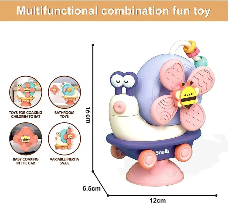 Snail Windmill Toys Car For Boys Girls Spinner Suction Cup Sensory Fine Motor Infant Travel Toys Montessori For Baby Newborn Gif