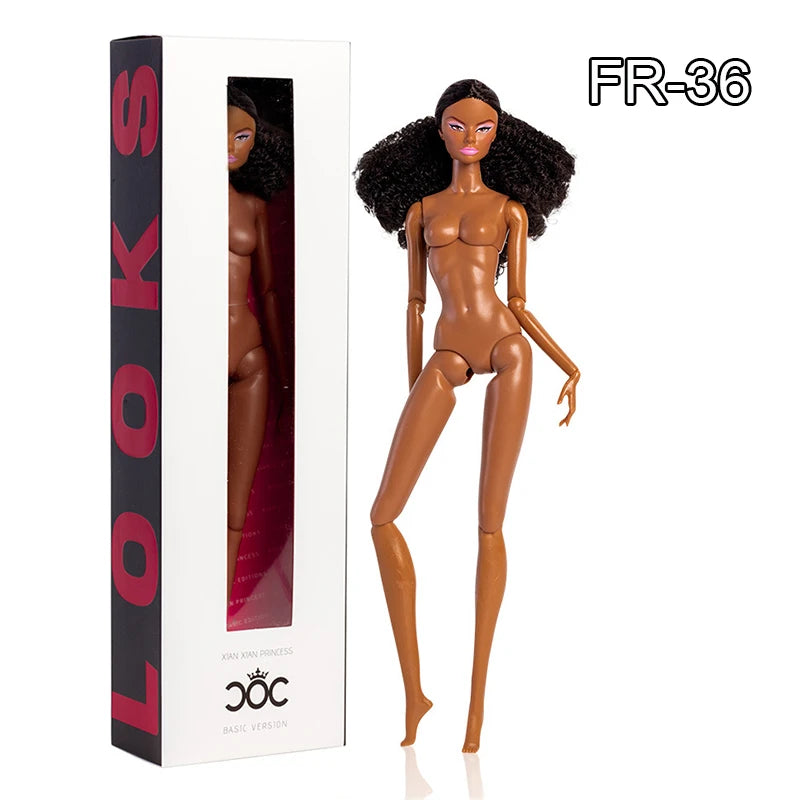 32cm Supermodel Fashion Doll FR43 FR44 Molly Girl Brown Hair Skin 12 Joint Movable Body DollHouse DIY Dress Up Toys Collector