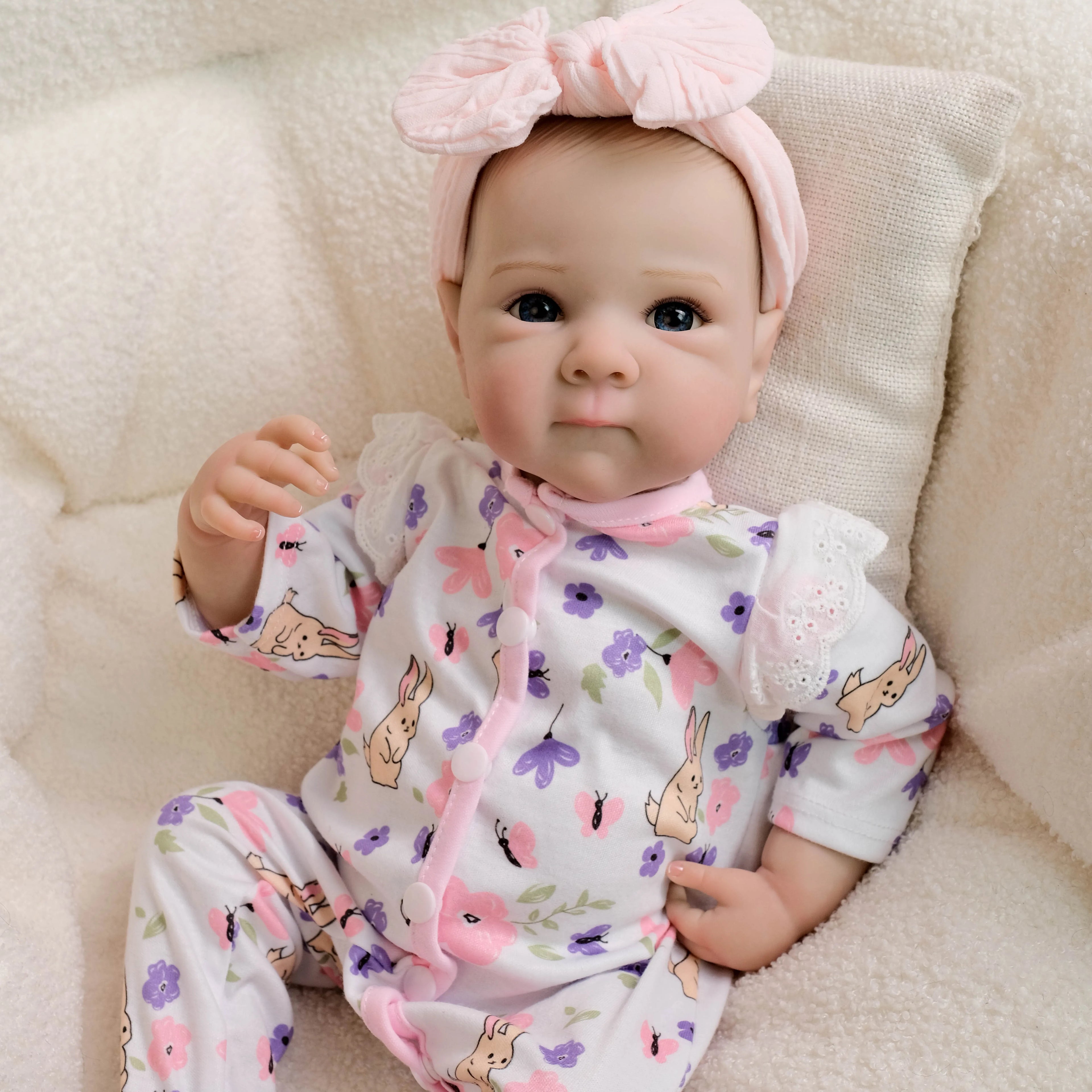 NPK 18inch Bettie Lifelike Full Body Reborn Baby Newborn Cuddly Doll with Hand Drawn Hair Multiple Layers Painting 3D Skin