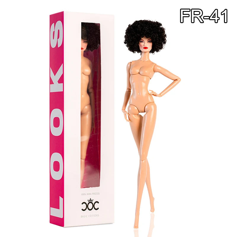 32cm Supermodel Fashion Doll FR43 FR44 Molly Girl Brown Hair Skin 12 Joint Movable Body DollHouse DIY Dress Up Toys Collector