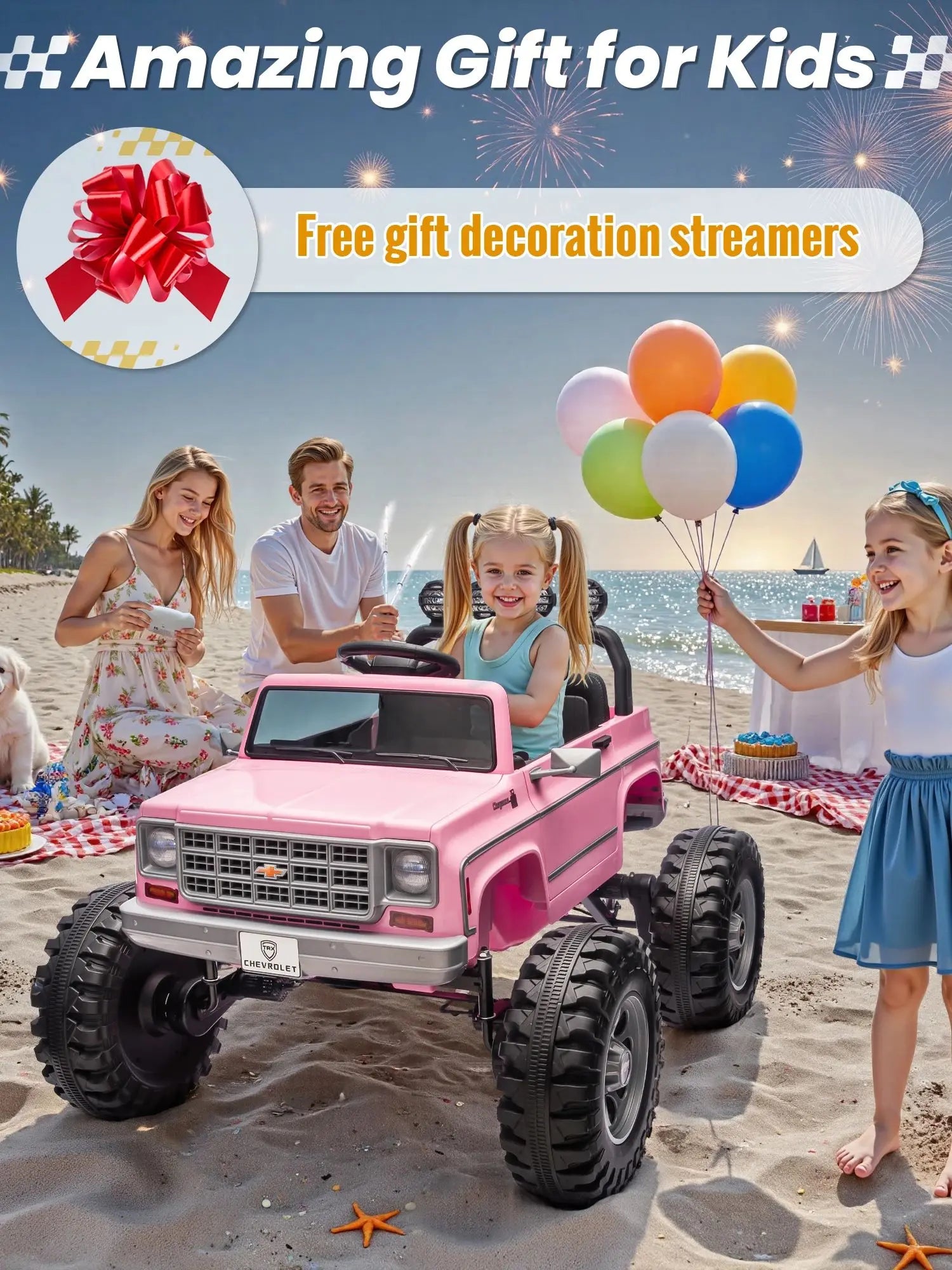 Licensed Chevrolet Cheyenne 24V Ride on Car 2X200W Motor Remote Control Decoration Streamer 24 Volt Ride on Toys for Kids