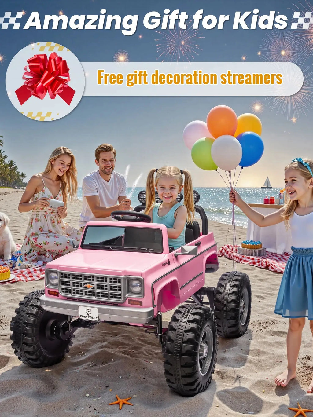 Licensed Chevrolet Cheyenne 24V Ride on Car 2X200W Motor Remote Control Decoration Streamer 24 Volt Ride on Toys for Kids