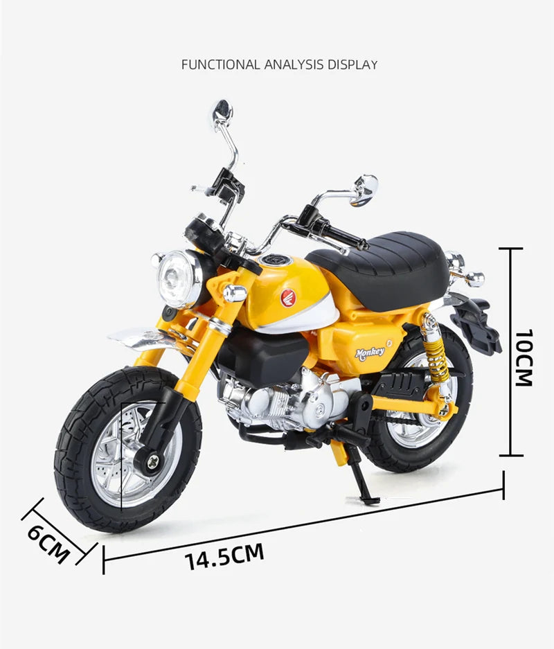 1:12 Honda Monkey 125 Alloy Sports Motorcycle Model Diecast Street Racing Motorcycle Model Simulation Sound Light Kids Toys Gift