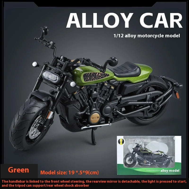 Simulation 1/12 Davidson SPORTSTER-S Off-road Alloy Motorcycle, Model Ornaments for Children Toys for Boys Holiday Gifts