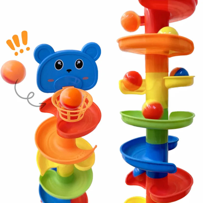 Interactive Ball Tower, Durable Interactive Ball Tower, Educational Toy with Rolling Balls and Drop Mechanism - Random Color