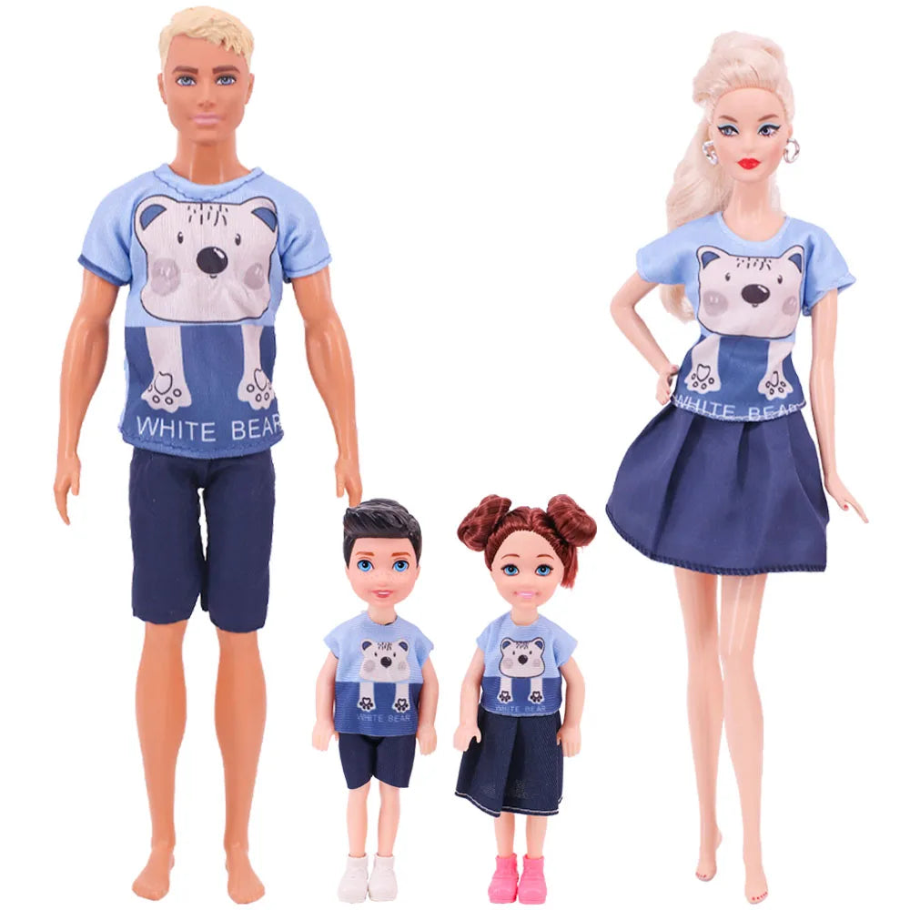 4Pcs Doll Clothes Parent Child Set For 30CM&Ken Family 5inch Kellyes Doll Clothes&5inch Kelly doll Accessories,Festival Gift Toy