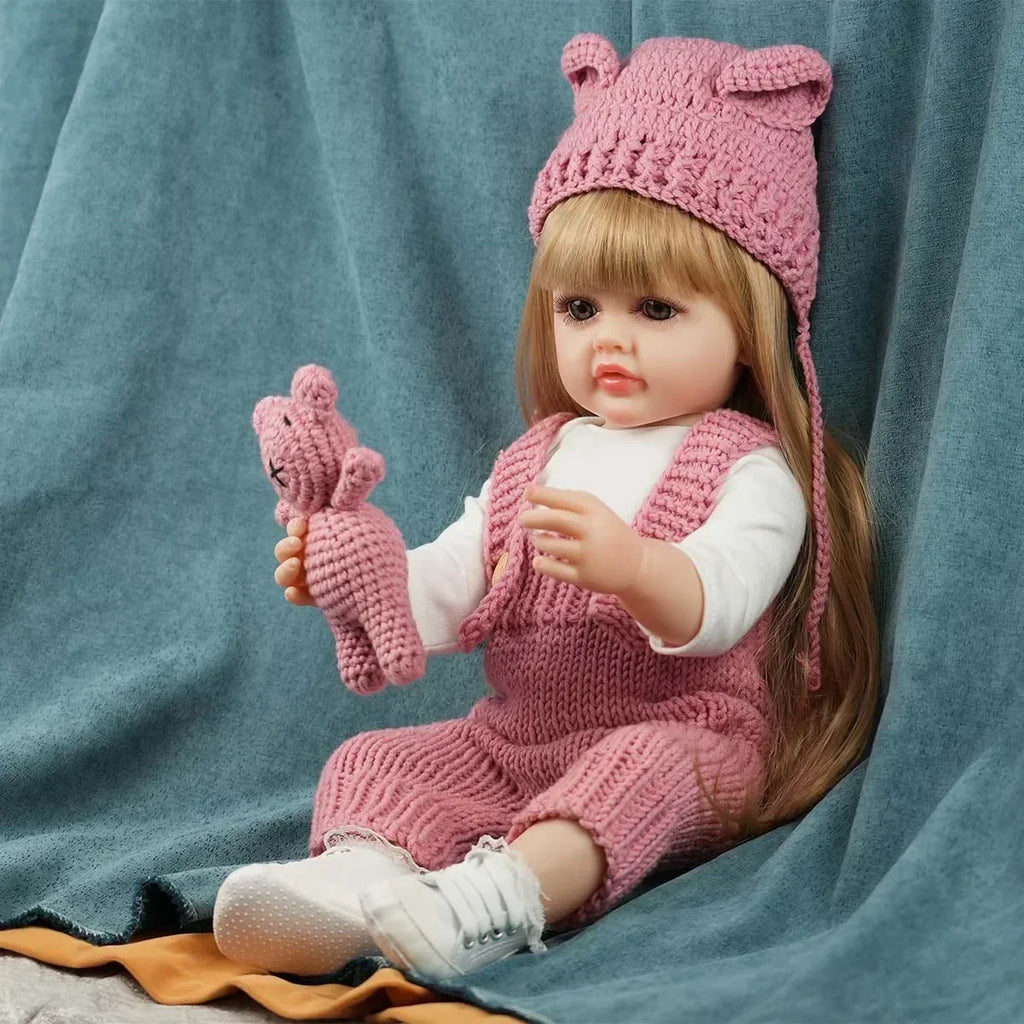 JOYORA 22in 55cm  Handmade High Quality Soft Vinyl Silicone Reborn Toddler Detailed Lifelike Hand-rooted hair Collectible