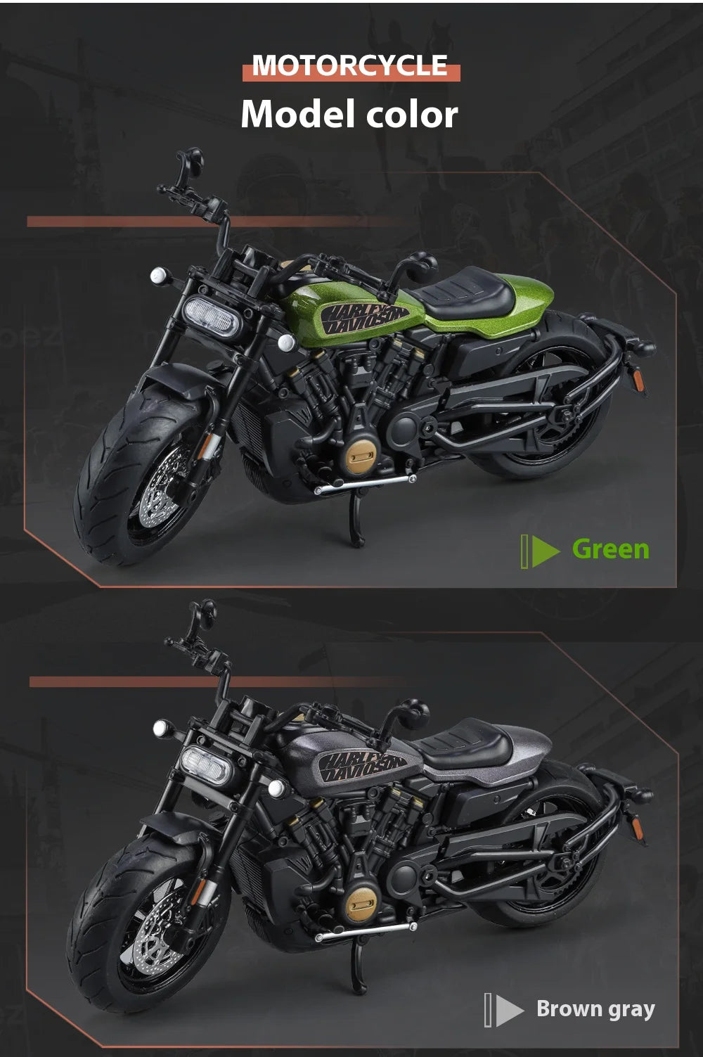 Simulation 1/12 Davidson SPORTSTER-S Off-road Alloy Motorcycle, Model Ornaments for Children Toys for Boys Holiday Gifts