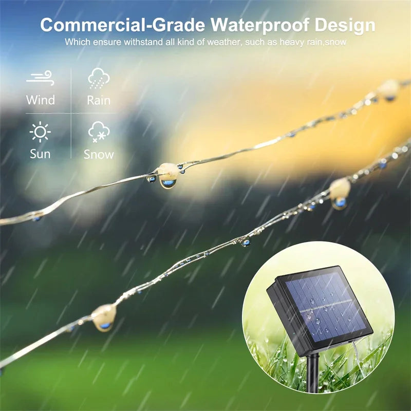 32M Solar LED Light Outdoor Festoon Lamp Garden Fairy Light String Led Twinkle Waterproof Lamp Christmas Garland Yard Decoration