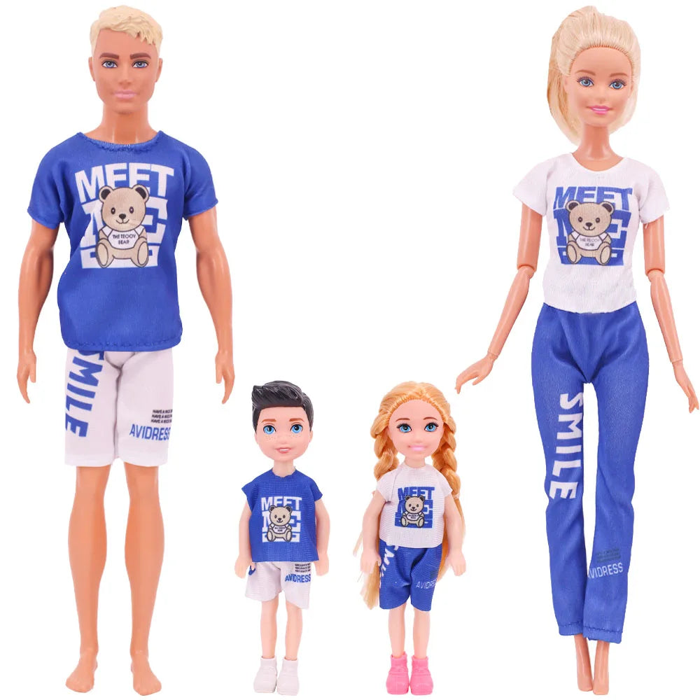 4Pcs Doll Clothes Parent Child Set For 30CM&Ken Family 5inch Kellyes Doll Clothes&5inch Kelly doll Accessories,Festival Gift Toy