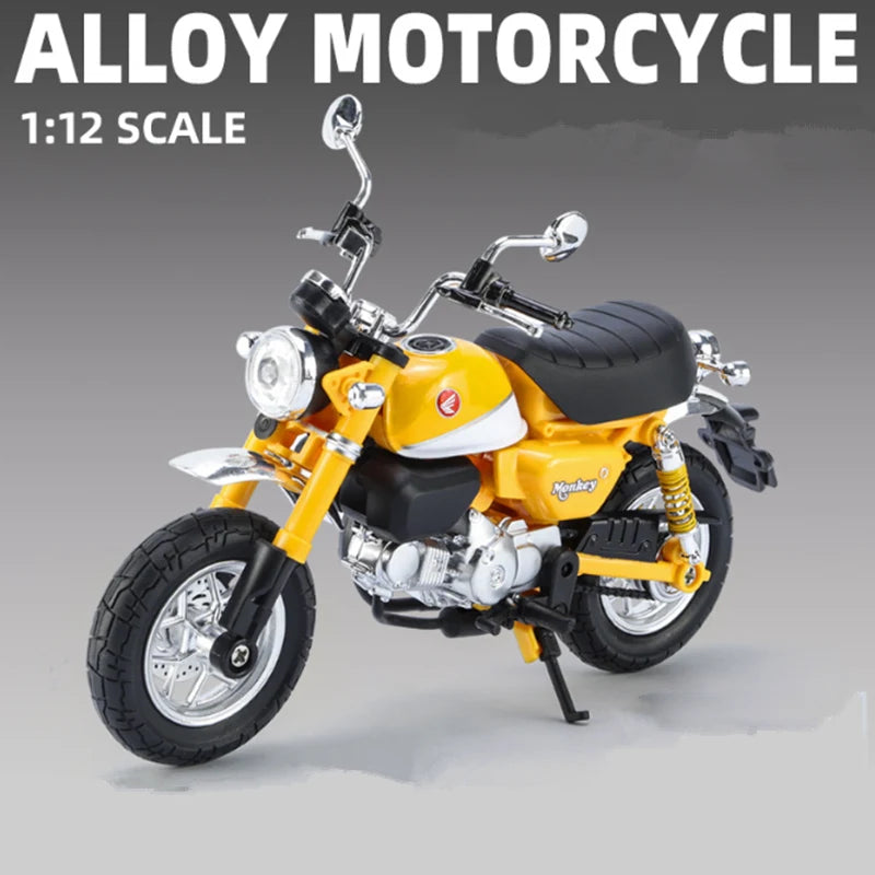 1:12 Honda Monkey 125 Alloy Sports Motorcycle Model Diecast Street Racing Motorcycle Model Simulation Sound Light Kids Toys Gift