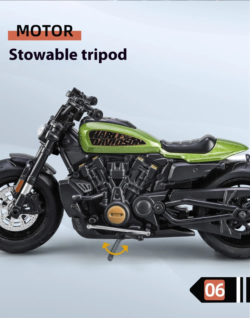 Simulation 1/12 Davidson SPORTSTER-S Off-road Alloy Motorcycle, Model Ornaments for Children Toys for Boys Holiday Gifts