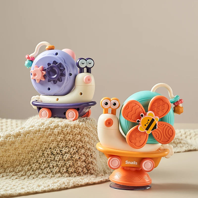 Snail Windmill Toys Car For Boys Girls Spinner Suction Cup Sensory Fine Motor Infant Travel Toys Montessori For Baby Newborn Gif