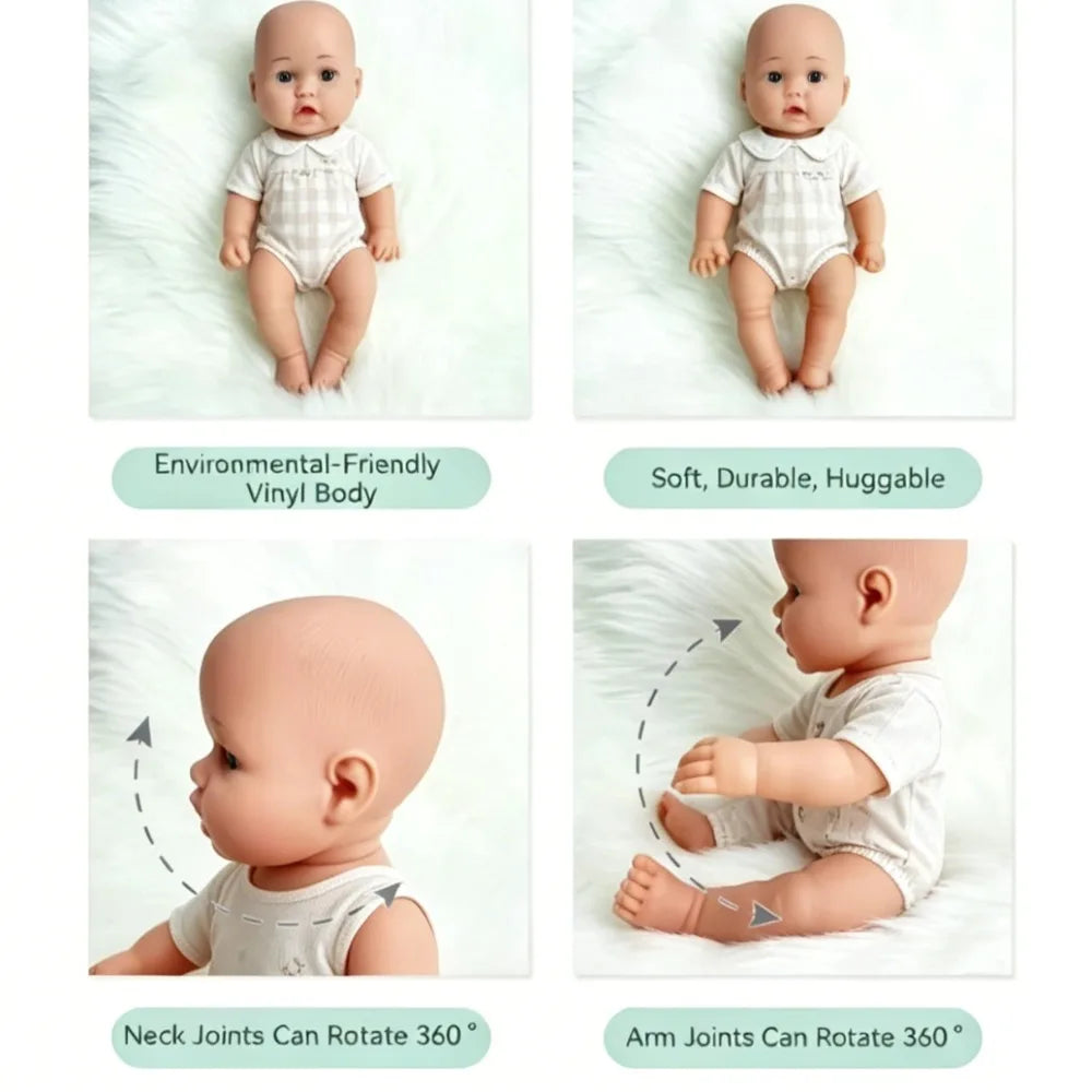 12''/30cm Baby Doll Playset in Gift Box with Accessories Pink Pacifier, Vinyl Reborn Doll Toy, Christmas Gift for Girl Boy Kid