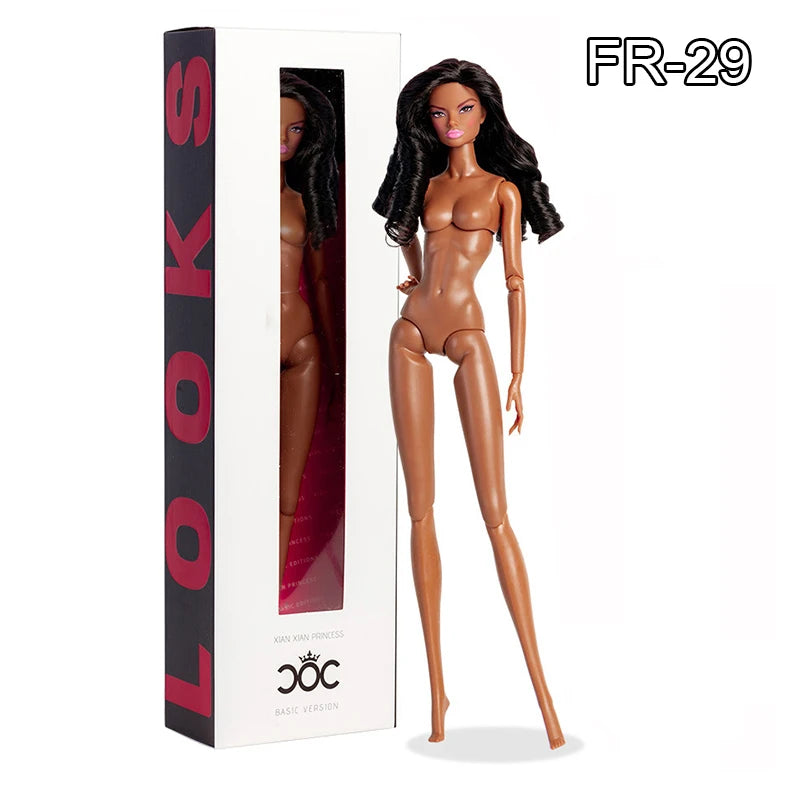 32cm Supermodel Fashion Doll FR43 FR44 Molly Girl Brown Hair Skin 12 Joint Movable Body DollHouse DIY Dress Up Toys Collector