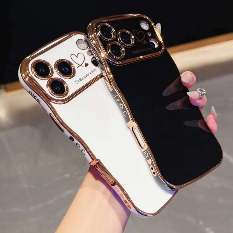 Electroplating Side Love Phone Case for IPhone 17 Pro Max 17 Air 16 15 14 Plus 13 12 11 Pro Max Cover Lens Shockproof Bumper